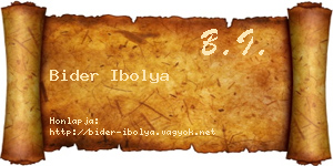 Bider Ibolya névjegykártya